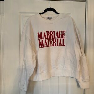 Bridemerch 'Marriage Material' White Crewneck Sweatshirt